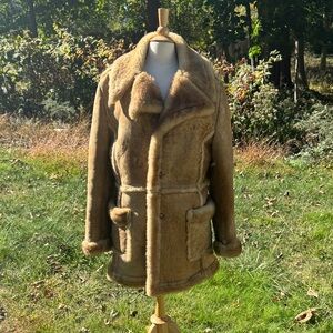 Men's vintage authentic shearling coat